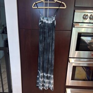 Tie dye adjustable midi sundress
